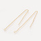 Brass Stud Earring Findings, Ear Threads, Nickel Free, Real 18K Gold Plated, 82~85x1mm, Pin: 0.7mm