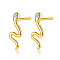 925 Sterling Silver Micro Pave Cubic Zirconia Stud Earrings, Snake, with 925 Stamp, Golden, no size
