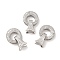 Brass Micro Pave Clear Cubic Zirconia Fold Over Clasps, Cadmium Free & Nickel Free & Lead Free, Ring, Platinum, Ring: 12.5x4mm, Hole: 3.7x0.7mm; Clasps: 11x7x5.8mm, Hole: 2x0.7mm