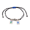 Alloy & Brass Beads Braided Bracelets, with Glass Seed Pendant, Flower, Medium Blue, Inner Diameter: 3-1/2 inch(9cm)