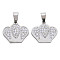 201 Stainless Steel Pendants, with Crystal Rhinestone and Stainless Steel Snap On Bails, Crown, Stainless Steel Color, 20x22x3mm, Hole: 4x8mm