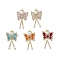 Glass Seed Beaded Butterfly Pendants, with 304 Stainless Steel Jump Rings & Glass Pearl Round Bead, Mixed Color, 41x23x8mm, Hole: 3mm