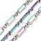 Ion Plating(IP) 304 Stainless Steel Figaro Chains, Unwelded, with Spool, Rainbow Color, Oval: 14x5x1mm, Ring: 4x1.5mm, about 32.8 Feet(10m)/roll