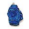 Opaque Resin Pendants, Textured Nuggets Charms with Golden Plated Iron Loops, Blue, 41.5x26x6mm, Hole: 2mm