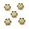 Rack Plating Brass Cubic Zirconia Beads, with Enamel, Real 18K Gold Plated, Long-Lasting Plated, Cadmium Free & Lead Free, Flower with Smiling Face, Black, 13x14x5mm, Hole: 1.5mm