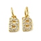 Brass Micro Pave Cubic Zirconia Pendants, Cadmium Free & Nickel Free & Lead Free, with Jump Ring, Letter B, 8.5x5x1.5mm, Hole: 3.6mm