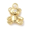 Brass Micro Pave Cubic Zirconia Pendants, Cadmium Free & Nickel Free & Lead Free, Bear, Real 18K Gold Plated, 21x15x6.5mm, Hole: 3mm