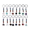 Natural & Synthetic Mixed Gemstone Round Beaded Keychain, with Iron Rings, 95~96mm