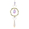 Natural Peridot Chips Hanging Ornaments, Glass Teardrop Hanging Suncatcher, 420mm