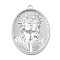 304 Stainless Steel Pendants, Oval with Jesus Charm, Anti-Tarnish, Stainless Steel Color, 36x26.5x5.5mm, Hole: 1.8mm