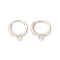 Brass Micro Pave Clear Cubic Zirconia Hoop Earring Findings, Round, with Horizontal Loops, Cadmium Free & Lead Free, Platinum, 13x12.5x3mm, Hole: 1.2mm, Pin: 0.8mm