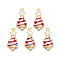 Rack Plating Alloy Enamel Pendants, with Rhinestone, Cadmium Free & Nickel Free & Lead Free, Light Gold, Christmas Tree, Red, 23x11x3mm, Hole: 1.5mm