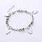 Stainless Steel Charm Bracelets for Women, Heart, Stainless Steel Color
