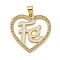 Brass Micro Pave Cubic Zirconia Pendants, with Enamel, Long-Lasting Plated, Lead Free & Cadmium Free, Rack Plating, Real 18K Gold Plated, Heart with Word Fe Charm, White, 24x24x2mm, Hole: 4x3.5mm