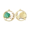 Alloy Enamel Pendants, ABS Imitation Pearl with Rhinestone, Golden, Round with Seashell Starfish, Cadet Blue, 26.5x24.5x5mm, Hole: 1.6mm