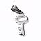 Non-Tarnish 304 Stainless Steel Pendants, Key, Stainless Steel Color, 20.5x10x1.5mm, Hole: 8x3mm