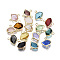 Glass Links Connectors, Brass Wire Wrapped Links, Faceted, Cadmium Free & Lead Free, Light Gold, Mixed Color, 14.5x12x4.5mm, Hole: 1.8mm