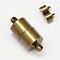 Brass Magnetic Clasps with Loops, Nickel Free, Column, Antique Bronze, 16x6mm, Hole: 1.5mm