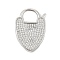 Brass Micro Pave Cubic Zirconia Pendants, Lock, Rack Plating, Long-Lasting Plated, Cadmium Free & Lead Free, Platinum, 25.5x18.5x4.5mm, Hole: 9x7.5mm
