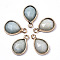 Natural Amazonite Charms, with Light Gold Plated Brass Edge and Loop, Teardrop, Faceted, 14x9x4.5mm, Hole: 1.5mm