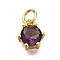 Brass Pave Cubic Zirconia Pendants, Round Charms, With Jump Ring, Long-Lasting Plated, Lead Free & Cadmium Free, Rack Plating, Real 18K Gold Plated, Medium Orchid, 8.5x7.5x5mm, Hole: 3.2mm