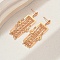 Geometric Brass Tassel Stud Earrings, Fashionable and Simple, European and American Style, Real 18K Gold Plated, Flower, 60x18mm