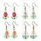 4 Pairs 4 Colors Tulip Flower Lampwork Dangle Earrings, Real 18K Gold Plated Brass Earrings, Mixed Color, 37x14mm, 1 Pair/color