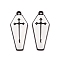 Spray Painted Alloy Pendants, Long-Lasting Plated, Lead Free & Cadmium Free, Coffin with Cross, White, 26x11.5x2.5mm, Hole: 1.2mm