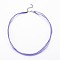 Jewelry Making Necklace Cord, with 2 Threads Waxed Cord, Organza Ribbon and Iron Findings, Medium Slate Blue, 17 inch