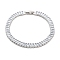 Brass Pave Clear Cubic Zirconia Rectangle Link Bracelets, Nickle Free, Long-Lasting Plated, Platinum, 7-3/8 inch(18.8cm)