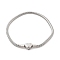 304 Stainless Steel Bracelets, European Style Jewelry Making, Heart, 180~200mm, heart: 8x10mm