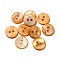 Freshwater Shell Buttons, 2-Hole, Flat Round, Orange, 15x1~2mm, Hole: 1.5~2mm