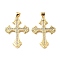 Brass Micro Pave Cubic Zirconia Pendants, Cadmium Free & Lead Free, Cross Charms, Real 16K Gold Plated, 33x23x2.5mm, Hole: 5x3.5mm