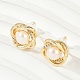 Серьги-гвоздики из латуни с имитацией жемчуга KK-D301-06G-1