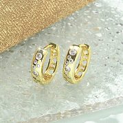 Латунные серьги-кольца из прозрачного кубического циркония EJEW-C122-01G