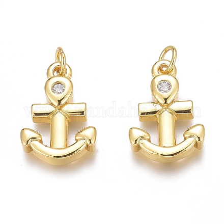 Латунные микропаве прозрачные кубические циркониевые подвески ZIRC-O035-18G-1