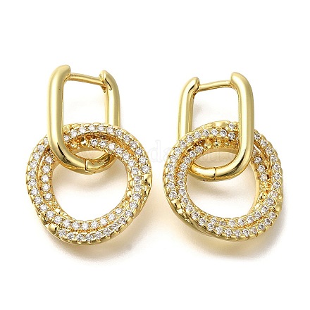 Серьги-кольца из латуни с микропаве EJEW-L097-04G-1