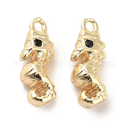 Латунные микро-паве черные кубические циркониевые подвески KK-C054-25G-1