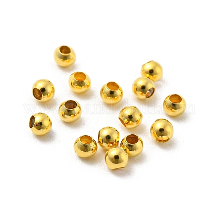 Круглые бусины из глянцевой латуни KK-WH0055-01G-1