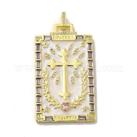 Подвески из латуни микропаве с фианитами и эмалью KK-H458-04G-07-1