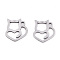 Non-Tarnish 201 Stainless Steel Charms, Laser Cut, Cat with Heart, Stainless Steel Color, 13x12x0.9mm, Hole: 1.5mm
