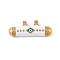 304 Stainless Steel Enamel Pendants, Column with Evil Eye Charms, Real 18K Gold Plated, PVD Vacuum Plating, White, 39x14.5x8mm, Hole: 3.5mm