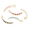 Brass Micro Pave Cubic Zirconia Pendants, with Enamel, Cadmium Free & Lead Free, Real 18K Gold Plated, Long-Lasting Plated, Moon, Mixed Color, 37x11x2mm, Hole: 4x5mm