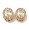 Brass Micro Pave Cubic Zirconia Beads, Nickel Free, with Glass, Clear, Oval, Real 18K Gold Plated, 11x9.5x6.5mm, Hole: 1.8mm