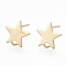 Brass Stud Earring Findings, with Loop and Flat Plate, Star, Real 18K Gold Plated, 11x11.5mm, Hole: 1.2mm, Pin: 0.7mm