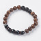 Natural Lava Rock & Wenge Wood Beads & Coconut Stretch Bracelets, with Synthetic Green Goldstone and Alloy Findings, 2 inch(5~5.2cm)