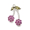 Brass Micro Pave Cubic Zirconia Pendants, Cherry Charms, Platinum, 19x12.5x3mm, Hole: 1.2mm