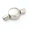 Non-Tarnish 304 Stainless Steel European Style Clasps, Curved Flat Round, Stainless Steel Color, 20x10x6.5mm, Hole: 3mm
