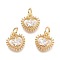Brass Micro Pave Cubic Zirconia Pendants, with Jump Ring, Heart with Star, Clear, Real 18K Gold Plated, 11x10.3x3.2mm, Jump Rings: 5x0.7mm, Inner Diameter: 3.3mm