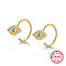 Evil Eye 925 Sterling Silver Micro Pave Cubic Zirconia Dangle Earrings, Real 18K Gold Plated, 14mm